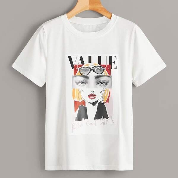 

Plus Figure And Letter Print Tee, White