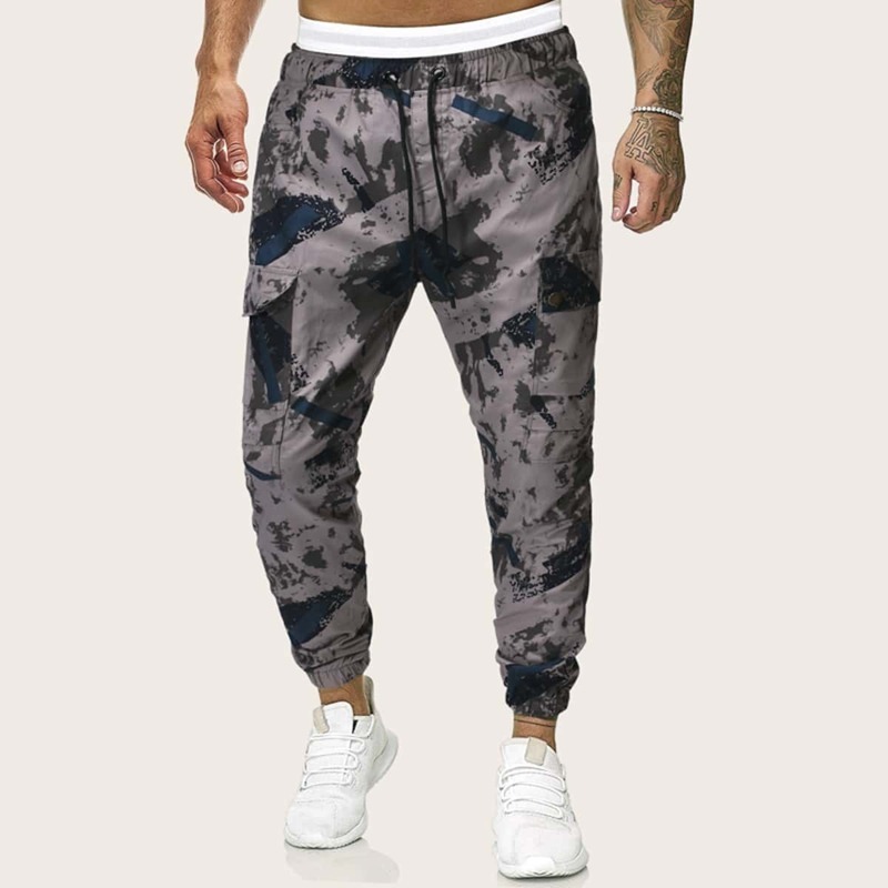 

Guys Camo Print Drawstring Waist Pants, Multicolor