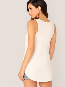 SHEIN LUNE 纯色弧形下擺背心式上衣 - 白色 - 查看 2