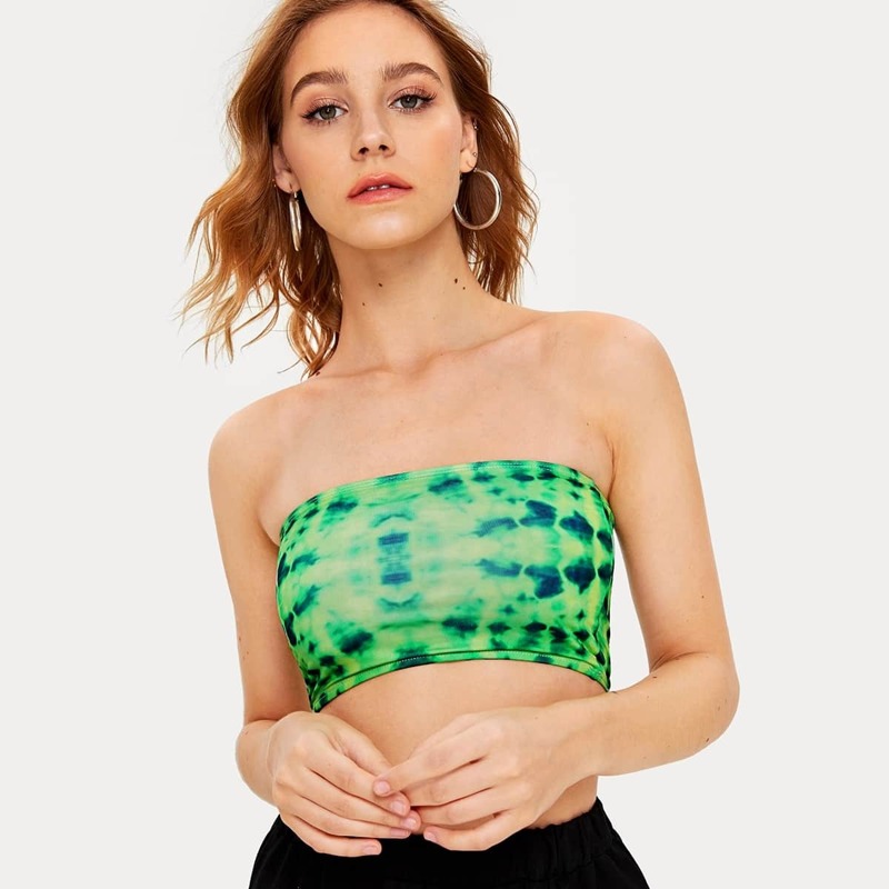 

Tie Dye Bandeau Bra, Green