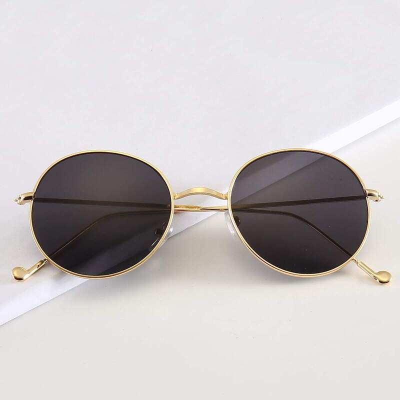 

Metal Frame Round Lense Sunglasses, Black