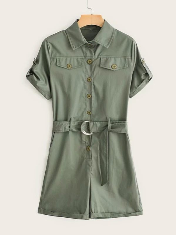 belted cargo playsuit