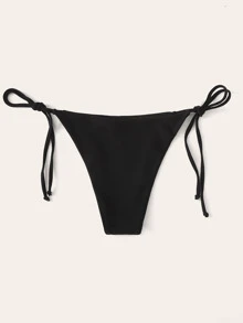 SHEIN Swim Summer Beach Tie Side Swimming Panty - Black - View 2