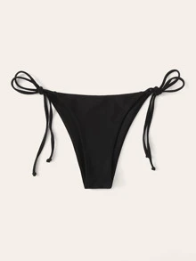 SHEIN Swim Summer Beach Tie Side Swimming Panty - Black - View 3