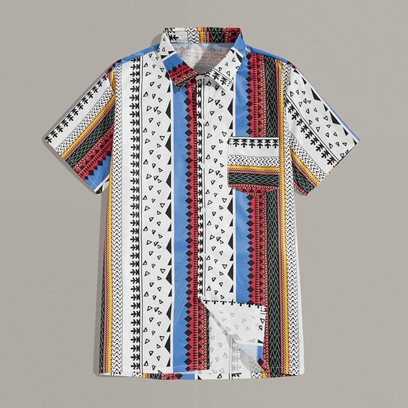 

Guys Aztec Print Pocket Shirt, Multicolor