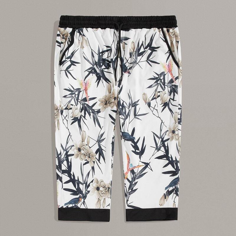 

Guys Floral Print Contrast Binding Shorts, Multicolor