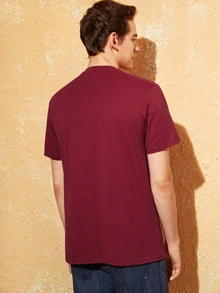 Manfinity RebelGame Men Cotton Slogan Graphic Top - Burgundy - View 2