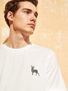 Manfinity Men Deer Print Top - White - View 4