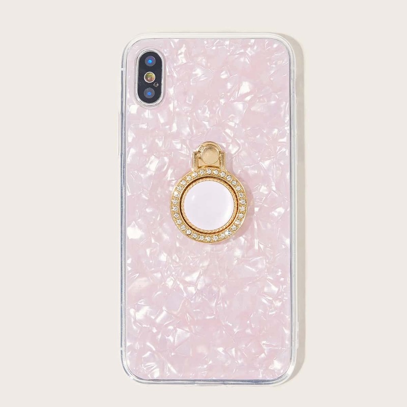

Shell Pattern iPhone Case With Rhinestone Engraved Holder