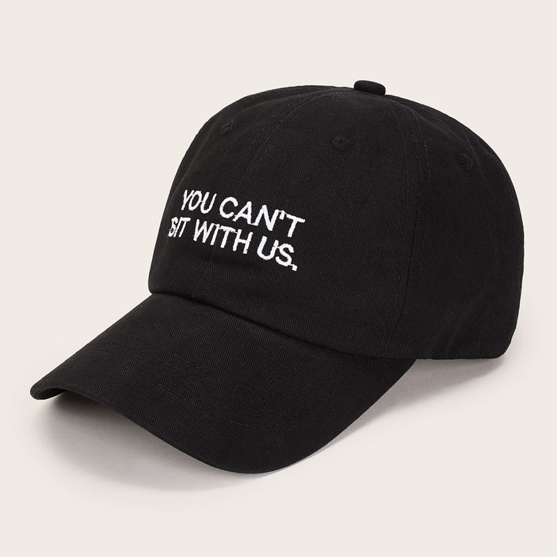 

Slogan Embroidery Baseball Cap, Black