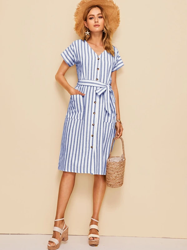striped tea dress