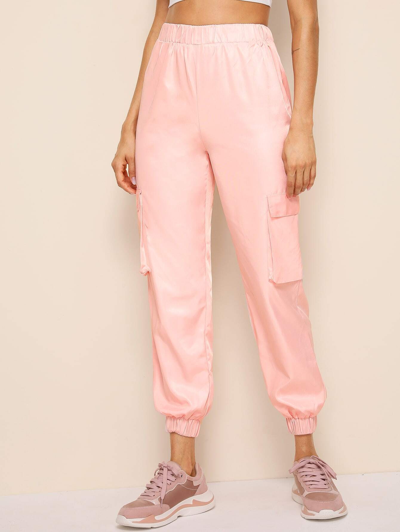 pocket side solid sweatpants | romwe