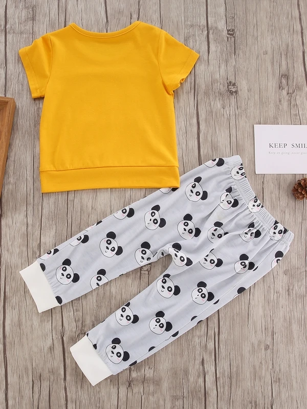 Camiseta De Bebe Nino Con Bolsillo De Canguro Con Estampado De Panda Con Pantalones Moda De Mujer Shein Mexico