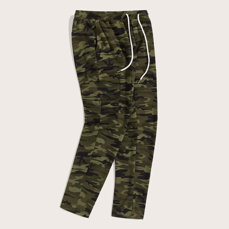 

Guys Drawstring Waist Pocketed Camo Pants, Multicolor