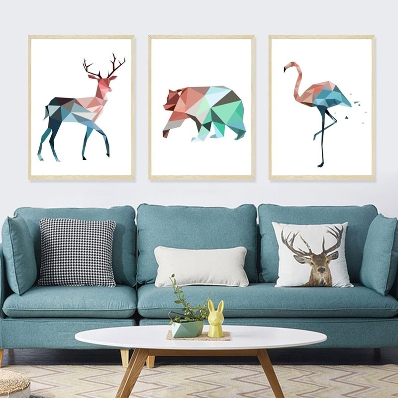 

Geometric Animal Wall Art Print Without Frame 3pcs