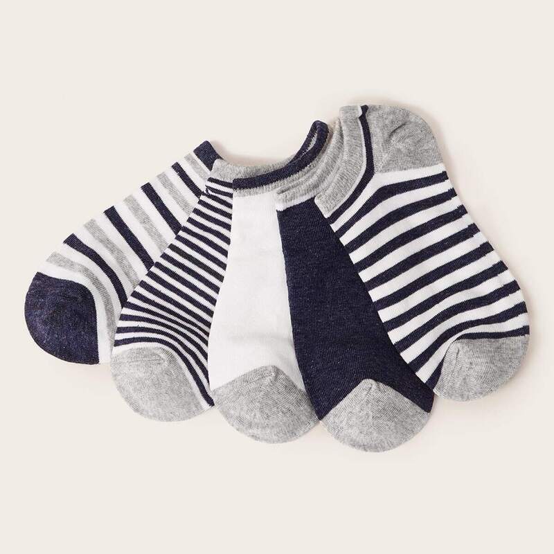 

Guys Striped Pattern Ankle Socks 5pairs, Multicolor