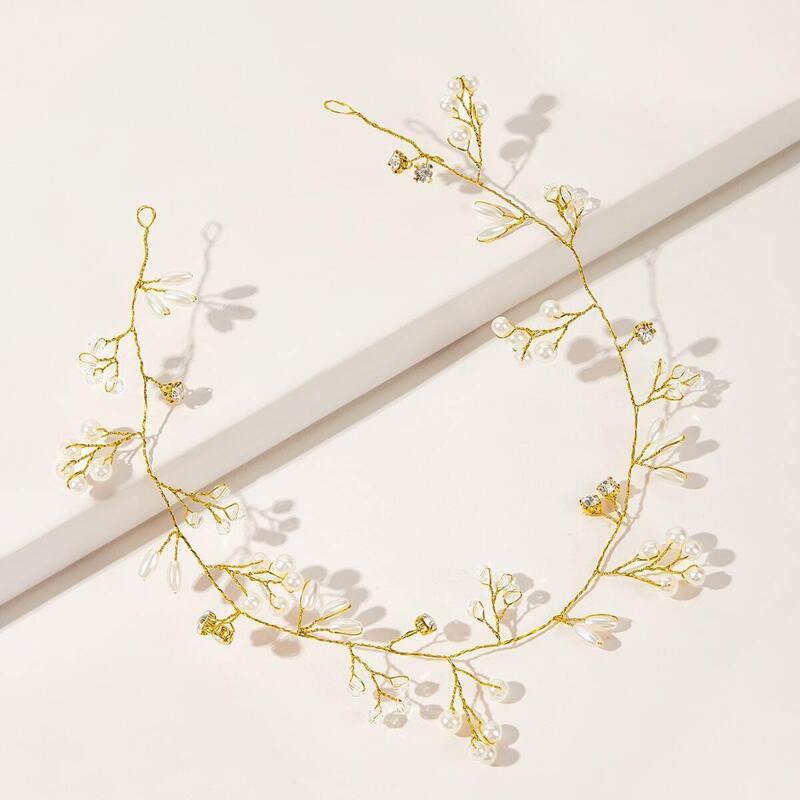 

Faux Pearl Decor Headband, Gold