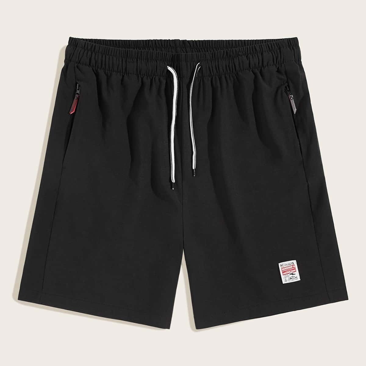 

Guys Zip Pocket Drawstring Waist Shorts, Black