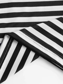 SHEIN EZwear Camiseta ringer con bolsillo de rayas - grande - Blanco y Negro - Ver 4