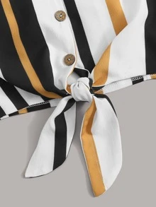 Striped Cami Top With Wide Leg Pants - Multicolor - View 4