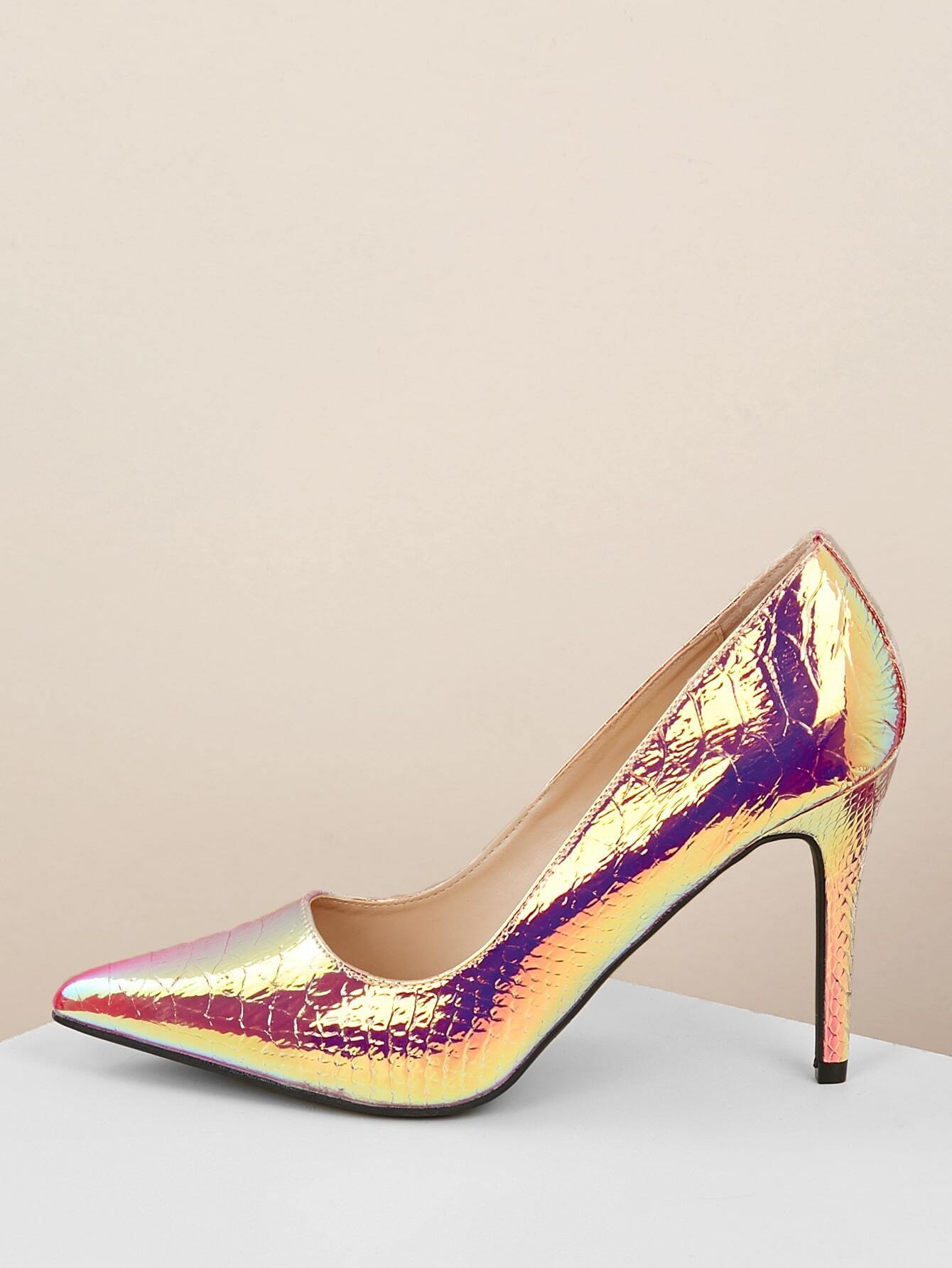 iridescent snakeskin heels