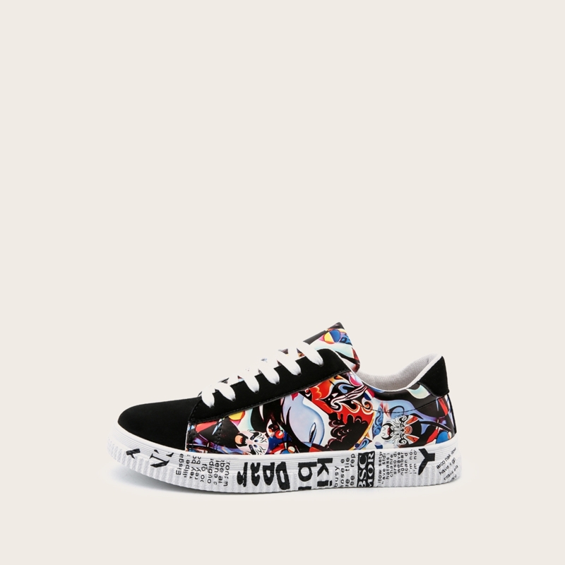 

Guys Peking Opera Print Lace-up Front Sneakers, Multicolor