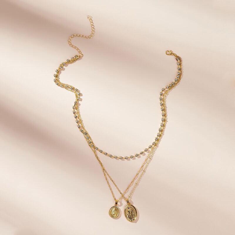

Coin Charm Layered Chain Necklace 1pc, Gold