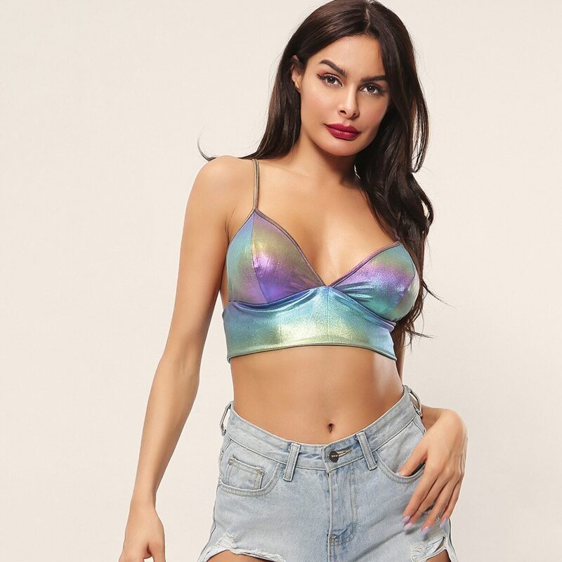 

Holographic Reflective Bralette, Multicolor