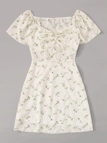 Ditsy Floral Sweetheart Neck Drawstring Front Dress Shein Eur Buy the best and latest clothes shein on banggood.com offer the quality clothes shein on sale with worldwide free shipping. ditsy floral sweetheart neck drawstring front dress