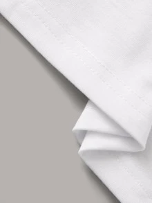 SHEIN 刺繡花卉貼布口袋T恤 - 白色 - 查看 5