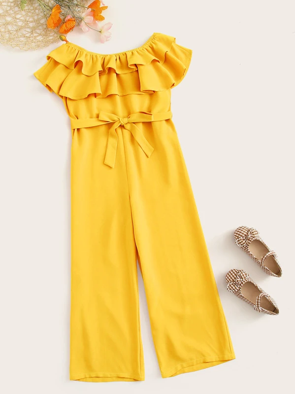 girls off the shoulder jumpsuit