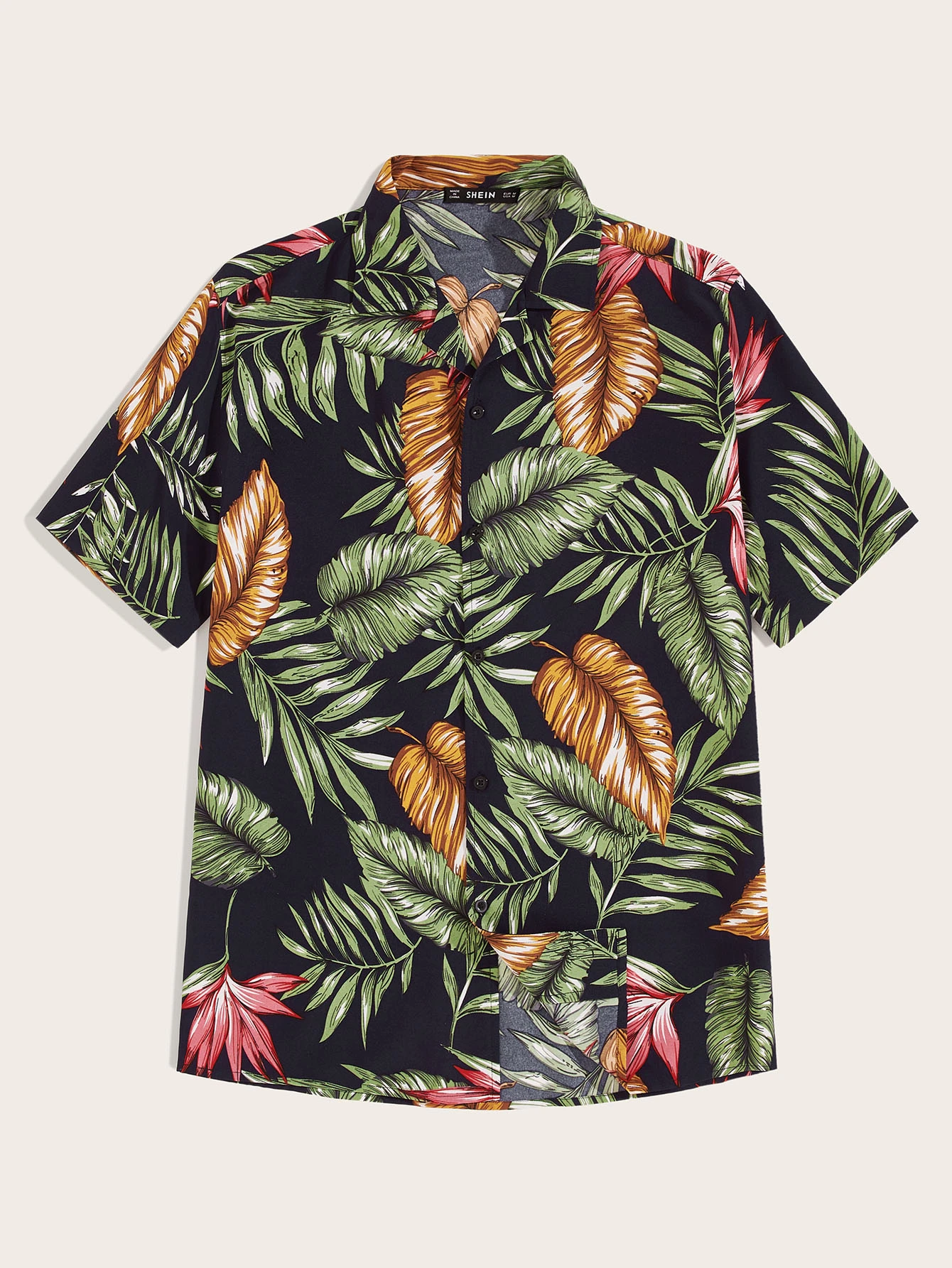 Camisa hawaiana de hombres de cuello revere | ROMWE Camisa hawaiana de hombres de cuello revere | ROMWE