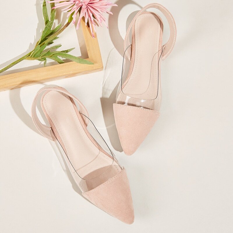

Point Toe Suede Slingback Flats, Pink