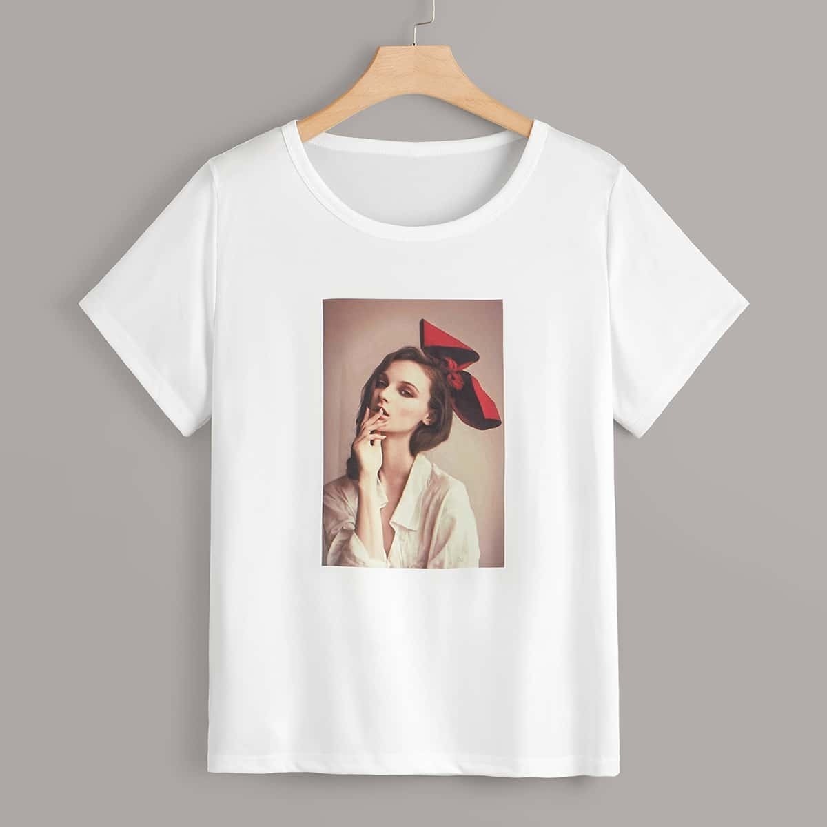 

Plus Figure Print Tee, White