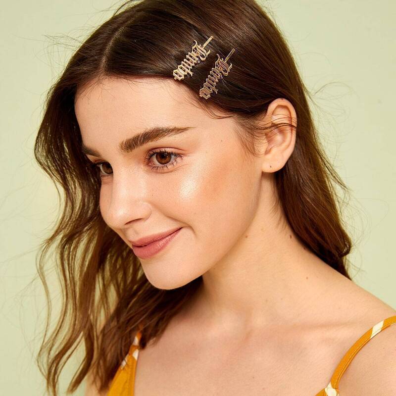 

Letter Decor Hairpin 1pair, Gold