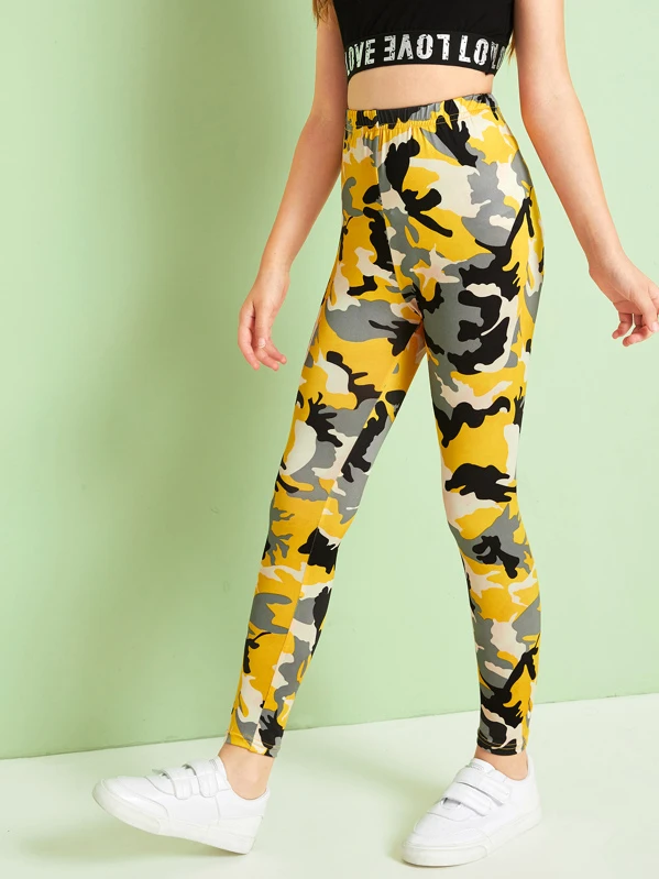 girls camo leggings