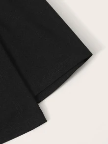 SHEIN Privé 紐扣側拉錬包裹半身裙 - 黑色 - 查看 4