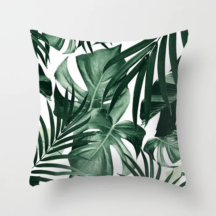 

Tropical Leaf Print Cushion Cover, Multicolor