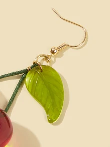 Pendientes largos con diseño de cereza 1 par