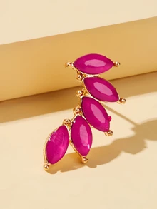 Faux Gemstone Stud Earrings 1pair - Hot Pink - View 2