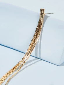 Metal Tassel Drop Earrings 1pair - Yellow Gold - View 4