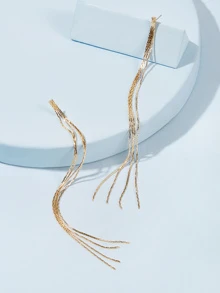 Metal Tassel Drop Earrings 1pair - Yellow Gold - View 2