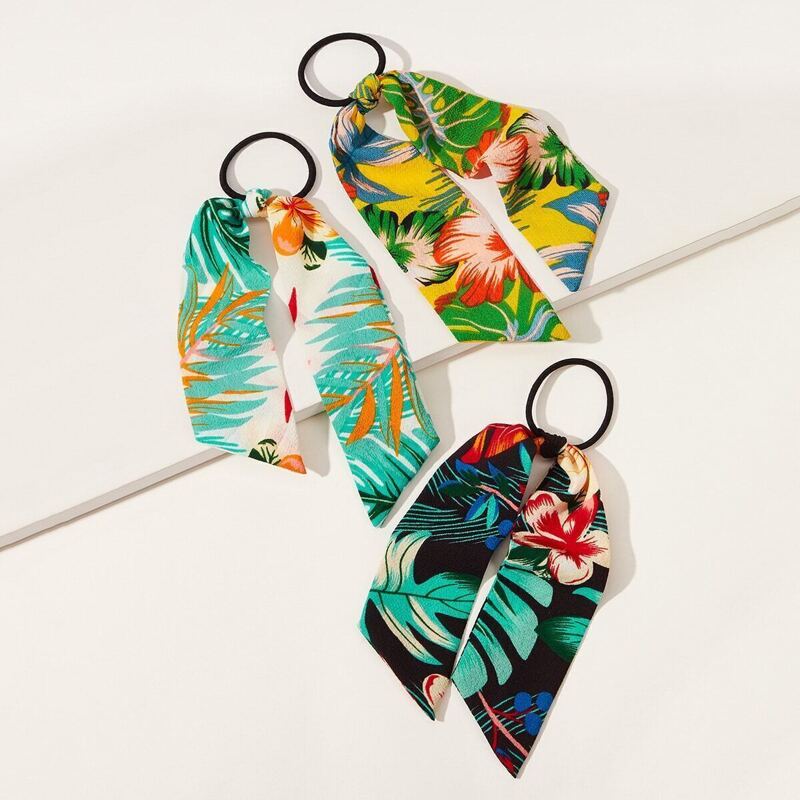 

Floral Pattern Scrunchie Scarf 3pcs, Multicolor
