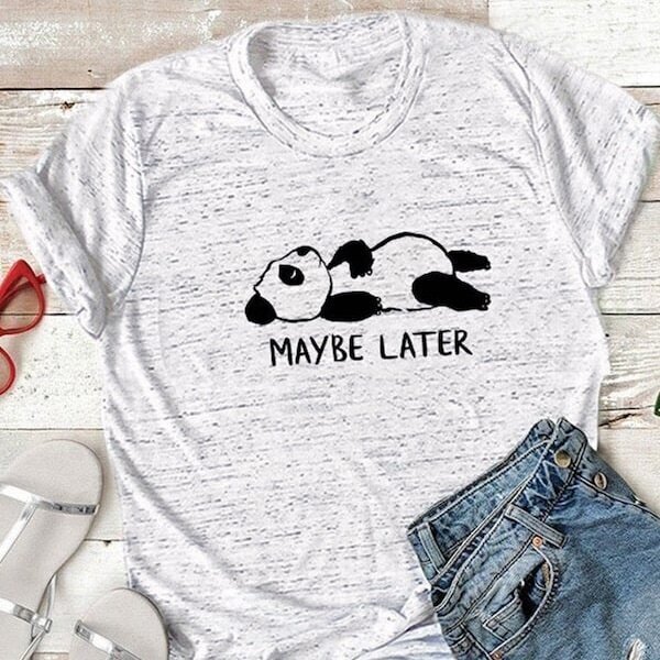 

Plus Letter & Panda Print Tee, Grey