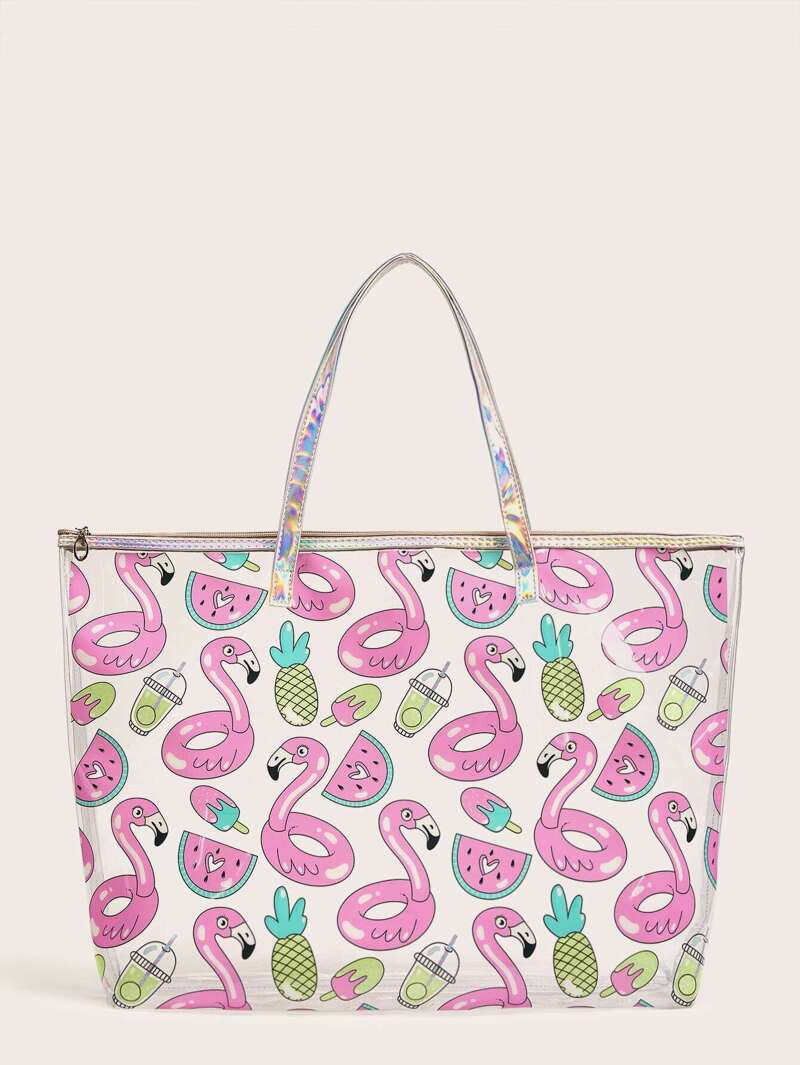 Flamingo Pinele Print Tote Bag Flamingo Pinele Print Tote Bag