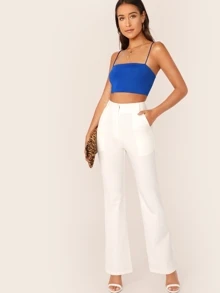 Muchica Top de tirante corto delgado sólido - azul real - Ver 5