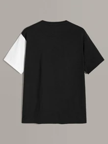 Manfinity Men Floral Print Two Tone Top - Black and White - View 2