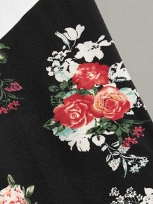 Manfinity Men Floral Print Two Tone Top - Black and White - View 3