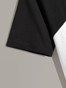 Manfinity Men Floral Print Two Tone Top - Black and White - View 4