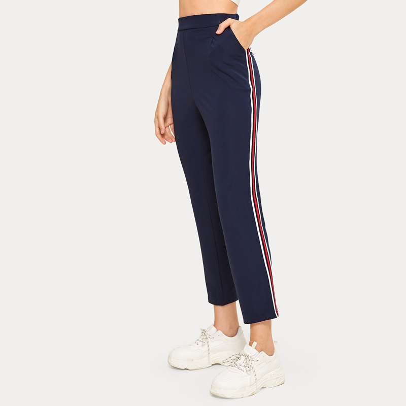 

Side Striped Crop Pants, Navy